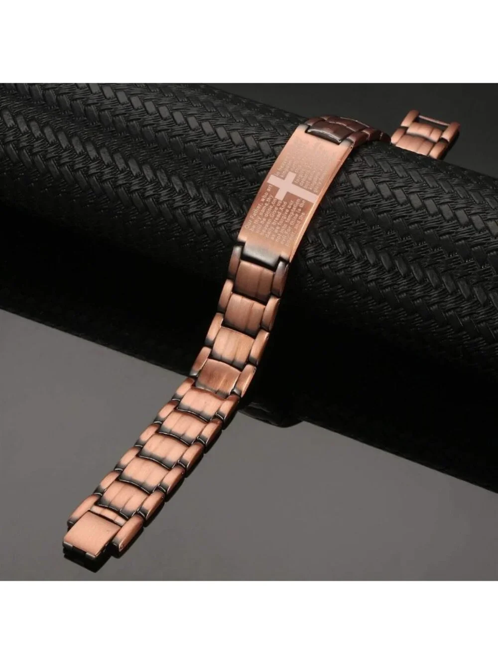 Men's Magnetic Copper Bracelet with Cross Design | Adjustable, 99.9% Pure